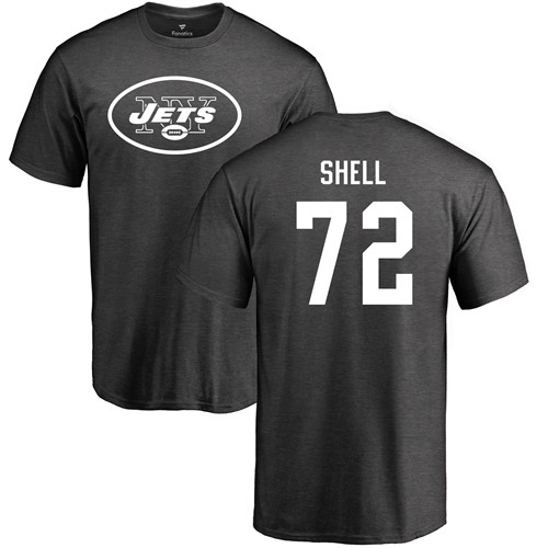 New York Jets Men Ash Brandon Shell One Color NFL Football #72 T Shirt